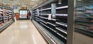 Empty shelves at Tesco Superstore, Penn Road today