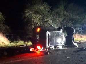 Supporting image for story: Two trapped after car flips onto side in crash near Bridgnorth