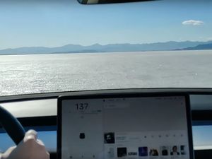Supporting image for story: Tesla Model 3 drivers laughs off 130mph salt flats spin