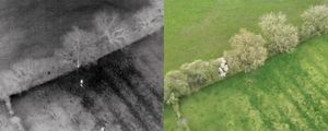 Drone pilot John Watton used heat seeking technology to find two lost cocker spaniel puppies. SWNS