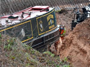 Supporting image for story: Canal boat written off after shocking Whitchurch collapse after being pulled from the breach - but other two boats are back on the water