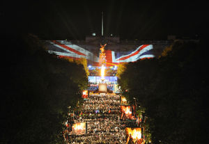 A Beacon lit outside Buckingham Palace during the Jubilee concert, a part of the Diamond Jubilee celebrations in 2012