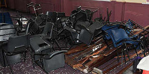 A shunned husband caused £20,000 of damage to the Black Country church where he got married by driving his car through the front doors and down the aisle.