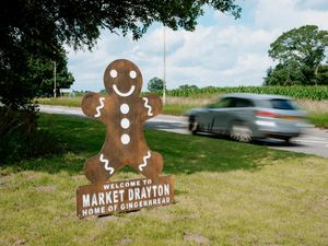 Supporting image for story: Vandals wreck one of Market Drayton's gingerbread man statues 