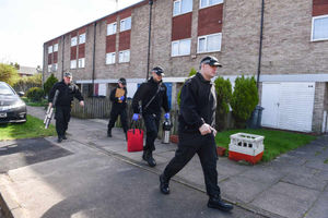 Counter-terrorism officers at Bredon Croft in Hockley, Birmingham