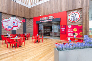 The entrance to the new Slim Chickens eatery