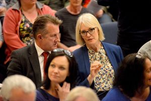 Margot James at the meeting in Stourbridge Town Hall