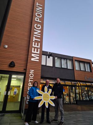 (From left to right): Emma Backhouse, Lingen Davies Chief Operating Officer, Tim Cooper, Vice Chair of Lingen Davies trustees, Wayne Jenson, of Meeting Point House.