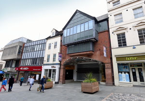 The entrance to Pride Hill Shopping Centre in Shrewsbury town centre