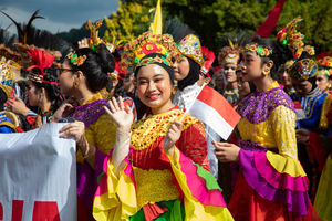 The International Eisteddfod pageant of the Parade of Nations in Llangollen. Photo: Mandy Jones