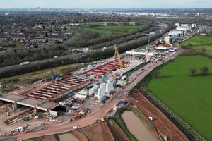 Construction work continues on the HS2 line in Water Orton near Birmingham