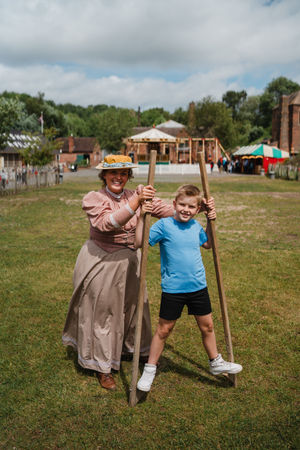 Jessica Hodgkiss, Visitor Engagement Team Leader at Blists Hill Victorian Town, with Abel Sumnall