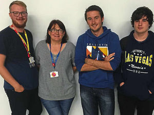 Supporting image for story: Presenters in visit to Telford college