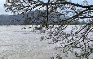 The River Severn in flood at Llandrinio Bridge, Llandrinio near Welshpool. By Elgan Hearn LDRS.