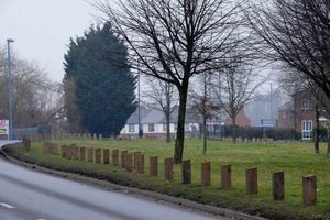 Bollards in Brandon Way, West Bromwich