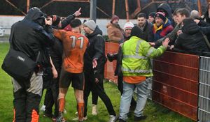 Bilston FC V Droylsden FC (in blue).    Trouble at the end of the game.