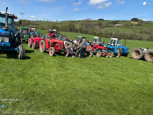 The tractors parked at halfway at Felindre