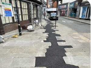 Supporting image for story: Council blames contractors for 'haphazard' crazy paving repair job in Oswestry