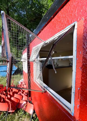 A window grill which was forced open.