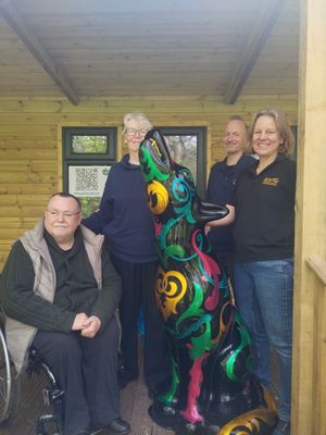 Pictured (left to right) Dr. Paul Darke, Claire Darke, Heinz, Chris Munton-Evans, Meg Gregory. 