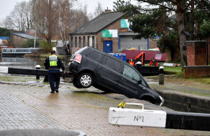 The Vauxhall Zafira is blocking the Walsall Canal top lock