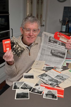 John Carter with the mementoes from the 1955/67 school cruise