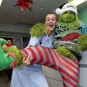 The Grinch with staff nurse Emily Kuzenko