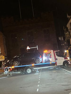 Going, going, gone - the car being seized in the early hours of Monday morning