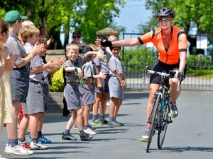 Supporting image for story: Pupils cheer Alexandra after right royal bike challenge - with video
