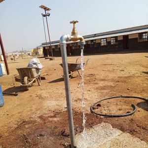 The new water tower provides fresh water for the 400 pupils.