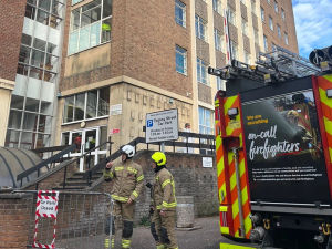 Supporting image for story: 10 fire crews joined by actors for major training exercise in Stafford town centre