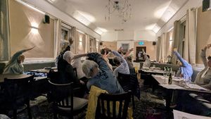 Ladies of Hayes Green take part in a chair fit class.