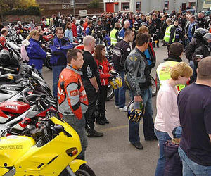 Bikers chatting as the parade is just minutes away. nextpage