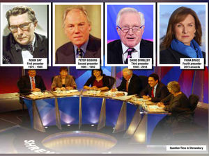 Supporting image for story: Question Time: The grand inquisitors from Day to Dimbleby as Fiona Bruce takes up the baton