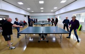 The Bat & Chat table tennis group at Cheslyn Hay Village Hall.