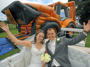 Supporting image for story: Shropshire wedding guests dig bouncy JCB