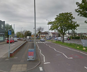 Three Tuns Lane, Wolverhampton, near to where the lane closure is in place