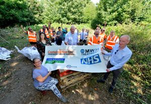 Severn Trent, MWH Water Treatment and Wolverhampton Council members join in the celebrations at the grand opening with Wolverhampton South East MP Pat McFadden, bottom right