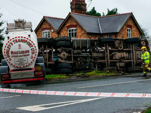 Supporting image for story: Pictures: Lorry full of treacle overturns on Shropshire border