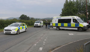 Witnesses said as many as up to 30 police vehicles were involved in the operation at Leighton Arches in Welshpool. Picture: Phil Blagg