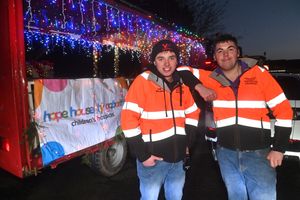 Bridgnorth Christmas Tractor Run getting ready to roll at the Livestock Auction Centre. Organisers: Tom Wellings and Josh Barratt.