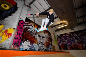 Mark Deeprose demonstrates his skills at Just Ramps