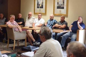 Goodyear staff meet to discuss the closure earlier this year