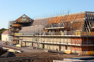 Scaffolding and facade