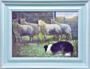 This painting of a sheepdog and sheep by Aneurin M. Jones sold for £1,750.