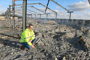 Adrian Marsh at his gutted barn
