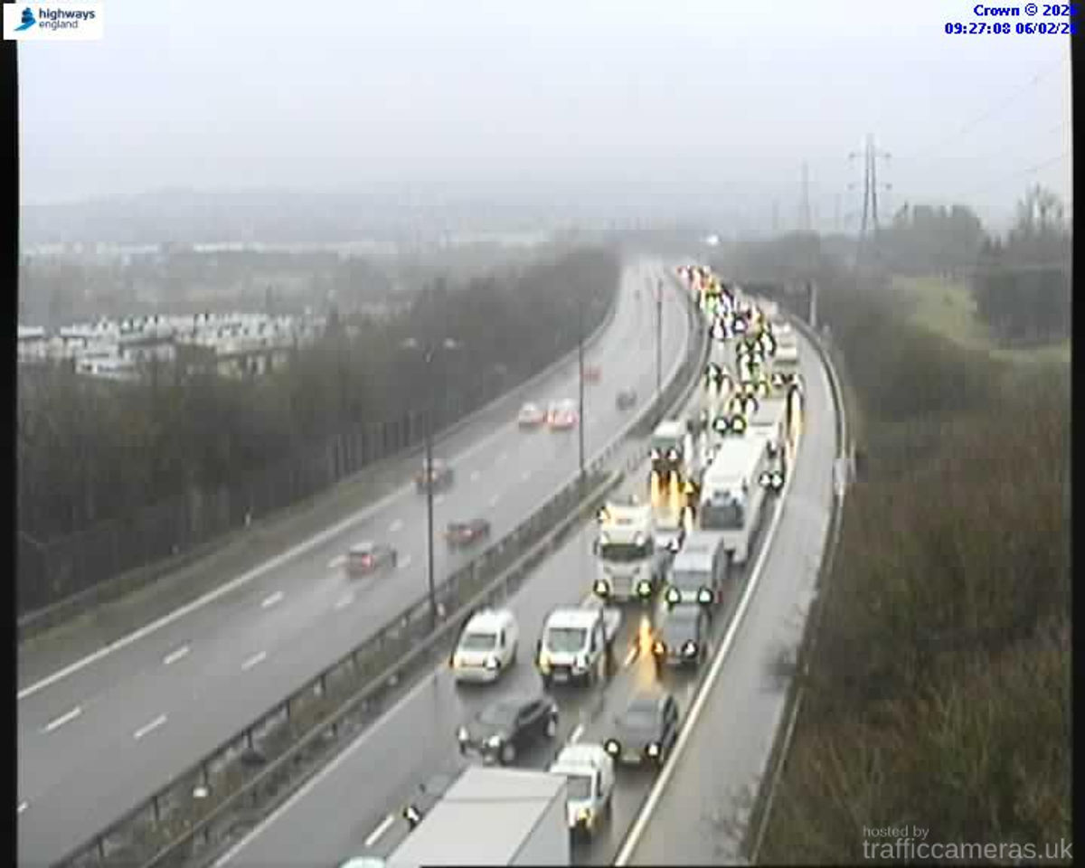 Three people taken to hospital as West Midlands Police car crashes on M5 near Halesowen