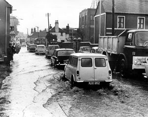 Flooding in Watling Street, Wellington, on July 2, 1968. 