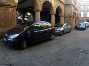 Cars parked in the Square, Shrewsbury. Photo: Colin Dowse,