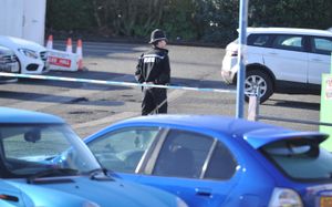 Police cordoned off the car park